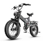 Foldable Electric Bike for Adults, 2000W Peak Motor Ebike, 48V 25AH Removable Battery, 20"x4.0" Fat Tires 35MPH Dirt Bike, 100 Miles Hydraulic Brake Magnesium alloy Frame Folding Mountain Bicycle Grey