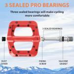 JETCAT Mountain Bike Pedals Flat - MTB Pedals Flat, Bicycle Pedals for BMX/MTN/Road/Gravel/EBike, BMX Pedals, Platform Pedals, Adults & Kids Bike Replacement - Red 9/16