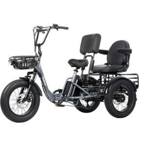 Creek Pro Folding Electric Tricycle for Adults, Etrike with Passenger Seat & Backrest, 1200W 22MPH 100Miles Fat Tire Electric Trike, 3 wheel electric bike, Reverse, Parking, Differential, Gray