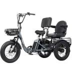 Creek Pro Folding Electric Tricycle for Adults, Etrike with Passenger Seat & Backrest, 1200W 22MPH 100Miles Fat Tire Electric Trike, 3 wheel electric bike, Reverse, Parking, Differential, Gray