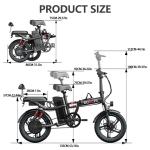 GugoIs Folding Electric Bike for Adults,16" Mini Bike 750W & 28MPH,48V 15.6AHRemovable Battery,25-45Miles,Commuter Ebike with Full Suspension-2 Seater (G16-750W & 15.6AH)