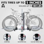 WILDROAD E-Bike Hitch Rack for Car, Quick Release Handle Wobble Free Smart Tilting Bike Rack, Foldable 2-Bike Rack for Standard, Fat Tire and E-Bike, 2-Bike 180 lbs Capacity, Fits 2-inch Receiver