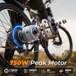 VARUN Electric Bike for Adults - Peak 750W Motor Folding Ebikes, Foldable Electric Bike with 48V Removable Battery, Up to 20+MPH 50 Miles, Dual Disc Brake & Dual Hydraulic Suspension