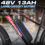 Funhang Electric Bike for Adults, 1000W Peak Ebike, 25MPH 60Miles Electric Mountain Bike, 26" Fat Tire Electric Bicycle with 48V 13AH Battery, Front Suspension,7 Speed, Rear Rack, UL 2849 Certified