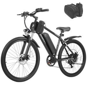 HOVERFLY OUREA 26" Electric Bike for Adults, 750W Peak Motor Mountain Ebike, 20MPH Up to 40 Miles, UL2849 Certified, 7-Speed, Removable Battery, Shock Absorber, Fat Tire Commuter E-Bike