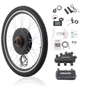 PEXMOR Electric Bike Conversion Kit, 48V 1000W 26" Rear Wheel E-Bike Hub Motor Kit, Upgrade 3 Mode Controller w/PAS/LCD Display/Twist Throttle Ebike Bicycle Wheel Kit