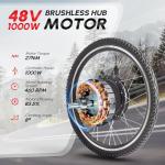 PEXMOR Electric Bike Conversion Kit, 48V 1000W 26" Rear Wheel E-Bike Hub Motor Kit, Upgrade 3 Mode Controller w/PAS/LCD Display/Twist Throttle Ebike Bicycle Wheel Kit