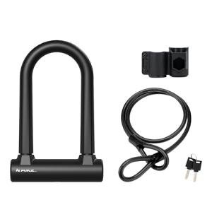 Heavy-Duty U Lock for Bike & E-Bike – Anti Bolt Cutter Steel Bike Lock with Frame Mount, Secure Urban Commuter Bicycle Lock, Includes Steel Cable for Wheel Security