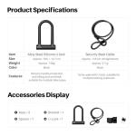 Heavy-Duty U Lock for Bike & E-Bike – Anti Bolt Cutter Steel Bike Lock with Frame Mount, Secure Urban Commuter Bicycle Lock, Includes Steel Cable for Wheel Security