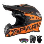SPARK ATV & Dirt Bike Helmet for Adults - DOT Certified Motocross Helmet withQuick Release, Lightweight Off-Road Design for Motocross & Trail Riding (Matte Orange Voyager, Medium)