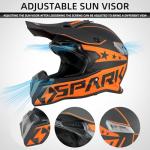 SPARK ATV & Dirt Bike Helmet for Adults - DOT Certified Motocross Helmet withQuick Release, Lightweight Off-Road Design for Motocross & Trail Riding (Matte Orange Voyager, Medium)