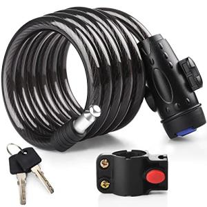 Diyife Bike Lock, [6ft/1.8m] Bike Cable Locks with 2 Keys, Weatherproof Heavy Duty Bicycle Lock Cable Anti-Theft Security Cable with Mounting Bracket for Ebike, Scooter, Motorcycle