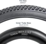 2-PCS 26" Heavy Duty Fat E-Bike Tires 26 x 4.0/98-559 and 26"x4.0" Heavy Duty Bike Tubes Scharder Valve Compatible with 26x4.0 26x4 E-Bike All-Terrain Directional Tread Bicycle Tires and Tubes(Y-1140)