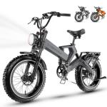 1000W(Peak 2000W)Folding Electric Bike for Adults,35MPH 100Mile,48V 25Ah Removable Battery,20" x 4.0 Fat Tire Foldable Electric Bicycle,8-Speed Electric Mountain E-Bike,Commuter Ebikes All Terrain