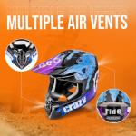 OUMURS Adult ATV Dirt Bike Helmet with Gloves & Mask Adjustable Sun Visor Motorcycle Adult Helmet Off-Road Motocross Downhill Moped MX for Unisex-Adult-Crazy Blue, L