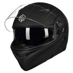 ILM Motorcycle Dual Visor Flip up Modular Full Face Helmet DOT with 6 Colors Model 902 (L, Matte Black)
