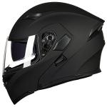 ILM Motorcycle Dual Visor Flip up Modular Full Face Helmet DOT with 6 Colors Model 902 (L, Matte Black)