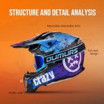 OUMURS Adult ATV Dirt Bike Helmet with Gloves & Mask Adjustable Sun Visor Motorcycle Adult Helmet Off-Road Motocross Downhill Moped MX for Unisex-Adult-Crazy Blue, L