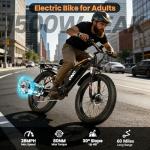Adults Electric Mountain Bike 1500W Peak,48V 15Ah Removable Fast Charge Battery,28MPH Max Speed,60 Miles Range,26" Fat Tire All Terrain Off Road E-Bike for Men Women,Off-Road,Camping & Snow Adventures