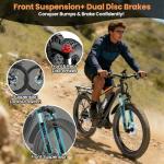 Adults Electric Mountain Bike 1500W Peak,48V 15Ah Removable Fast Charge Battery,28MPH Max Speed,60 Miles Range,26" Fat Tire All Terrain Off Road E-Bike for Men Women,Off-Road,Camping & Snow Adventures