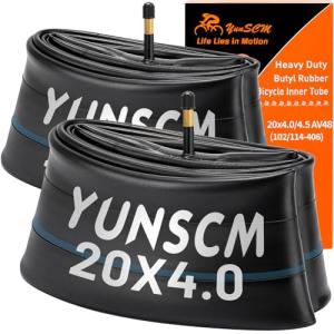 20x4.0 Heavy Duty Fat E-Bike Tubes AV48mm Schrader Valve 20'' Inner Tubes 20x4.0/4.5 (102/114-406) Compatible with 20 x 4 20x4 1/4 20x4.25 20x4.50 E-Bike Bicycle Fat Tire Tubes 2-PCS