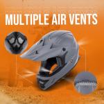 OUMURS Adult ATV Dirt Bike Helmet with Goggles Gloves & Mask Adjustable Sun Visor Motorcycle Adult Helmet Off-Road Motocross Downhill Moped MX for Unisex-Adult-Gray, L