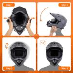 OUMURS Adult ATV Dirt Bike Helmet with Goggles Gloves & Mask Adjustable Sun Visor Motorcycle Adult Helmet Off-Road Motocross Downhill Moped MX for Unisex-Adult-Gray, L