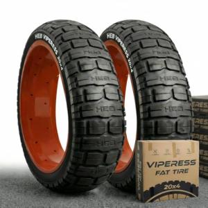 HEB VIPERESS 20x4.0 Fat Tire - Puncture Resistant Ebike Tires, 20x4 Fat Bike Tire for Electric Bike, MTB, Heavy Duty, All Terrain Tire for Street/Trail Riding - Qty 2