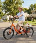 ANCHEER Electric Tricycle for Adults, Peak 600W Electric Trike, 24" 499Wh Folding 3 Wheel Ebike for Adults & Seniors, 15.5MPH & 55Miles Electric Bike, Rear Differential, Rear Basket (Orange Tricycle)