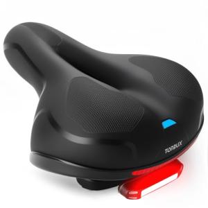 TONBUX Comfortable Bike Seat for Men & Women, Memory Foam Bicycle Seat with Dual Shock Absorbers, Padded Bike Saddle Universal Fit for Commuter, Stationary, Mountain, Cruiser, Ebike (Box Packaging)