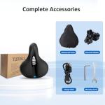 TONBUX Comfortable Bike Seat for Men & Women, Memory Foam Bicycle Seat with Dual Shock Absorbers, Padded Bike Saddle Universal Fit for Commuter, Stationary, Mountain, Cruiser, Ebike (Box Packaging)