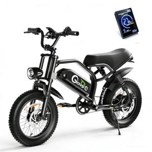 ADISTAR 16" Electric Bike for Adults & Teens – 750W Peak Motor 27.8MPH, 48V 15Ah Battery 60 Miles, 3.0 Fat Tire Ebike, Full Suspension, 4 Riding Modes (with Bicycle Phone Bag)