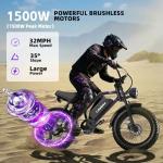 Likebike U12 Electric Bike for Adults, 2000W Peak 32MPH 20" Fat Tire Ebike, 20Ah Removable Battery 7-Speed Gear Full Suspension Mountain Bike Off Road Hydraulic Disc Brake