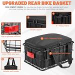 CDYWD Bike Basket Rear for Men Women, Large Bicycle Rack Basket for Adult Bikes with Removable Liner Bag & Waterproof Cover, Heavy Metal Back Cargo Basket for Ebike, Mountain Bike, City Bike, Cruiser