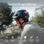 UNIT 1 Aura Smart E-Bike Helmet with MIPS Safety - NTA-8776 Certified for 28mph - Integrated 500 Lumen LED Lights, Crash Detection, Turn Signals and Automatic Brake Light - Blackbird, Medium