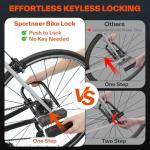Sportneer Bike Lock - 16mm Shackle Heavy Duty Anti Theft Bike U Lock with 3 Keys - Bicycle U-Locks with Sturdy Mounting Bracket for Bike Scooter Gate, Size 8.7''x5.9'', Weight 2.45lbs