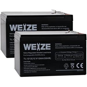 WEIZE 12 Volt 12 Ah Rechargeable Battery with F2 Terminals, Sealed Lead Acid (SLA) AGM Deep Cycle Battery Replaces BP12-12,GP12120,GS12V12AH,6-DW-12, 2 Pack