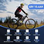UUGPOWER Replacement Battery for Ebike 48V, 10.4Ah/ 15.6Ah/ 20Ah Lithium Pack with BMS for 0-1800W Motor, Indicator Light, Safe Lock, USB Port, XT60 Plug (48V10.4AH-5PIN)