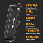 YS YOSE POWER Electric Bike Battery 48V 13Ah Compatible with Heybike Electric Bike 48V Battery for Mars Battery Replacement Hey Bike Batteries