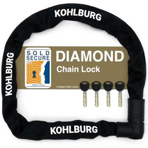KOHLBURG Heavy-Duty Chain Lock – 4 ft Long [Bolt Cutter Safe] – Maximum Security Level 15 – for Motorcycle, Scooter, Moped, E-Bike, Bicycle – High-Security Bike & Moto-Lock