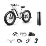 PUCKIPUPPY Battery+Electric Bike for Adults 960W(Peak), 48V 20AH Battery Adult Electric Bicycles, 26" Fat Tire Full Suspension Step-Thru Ebike, 28MPH Mountain Ebike, 7 Speed, 80Miles Range White
