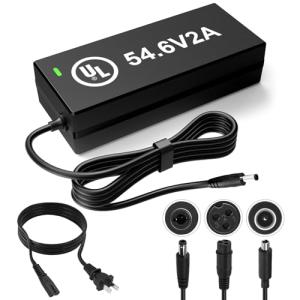 Hyleton 48V Lithium Battery Charger – UL Certified 54.6V 2A Fast Charger for Electric Bike, with Auto Shutoff, Intelligent Temperature Control & Fire-Resistant Case