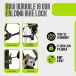 Folding Bike Lock, Compact, Lightweight, Foldable Bicycle Lock with 2 Keys and Mount for E-Bikes, Scooters, Bicycles. Multipurpose Heavy-Duty Foldable Lock to Secure Various Items