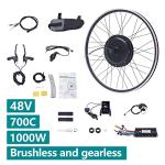 KONKENIE 700C 48V 1000W E-Bike Conversion Kit 28"/29" Front/Rear Wheel E-Bike Cycling Hub Conversion w/Display Brushless Gearless Motor Set for DIY Road Mountain Bike Converting Black (Front Wheel)
