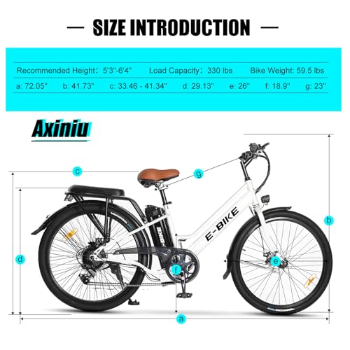 Axiniu 26'' Electric City Commuter E-Bike | Shimano 7-Speed