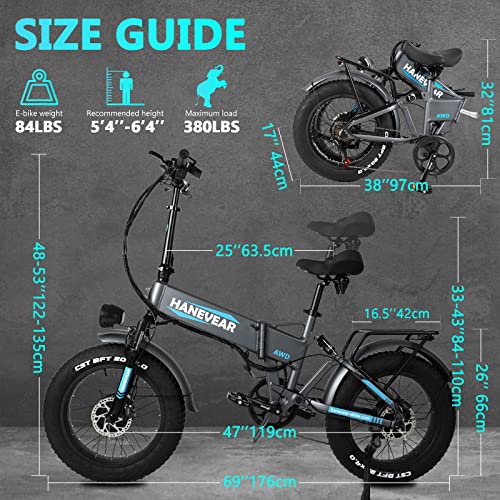 Folding 20'' AWD e-Bike with Dual Motor, LG 16Ah Lithium Battery