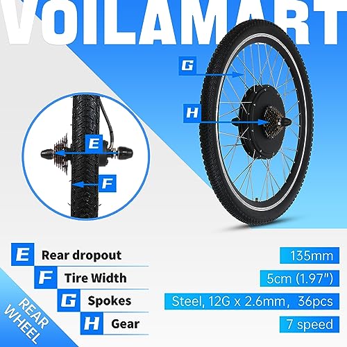 Voilamart 48V 1000W Electric Bicycle Conversion Kit