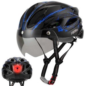 Lightweight Adult Bicycle Helmet with LED Light and Goggles