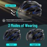 Lightweight Adult Bicycle Helmet with LED Light and Goggles