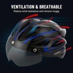Lightweight Adult Bicycle Helmet with LED Light and Goggles
